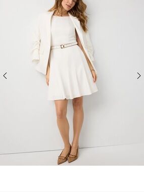 White House Black Market Ivory Sleeveless Fit-and-Flare Dress